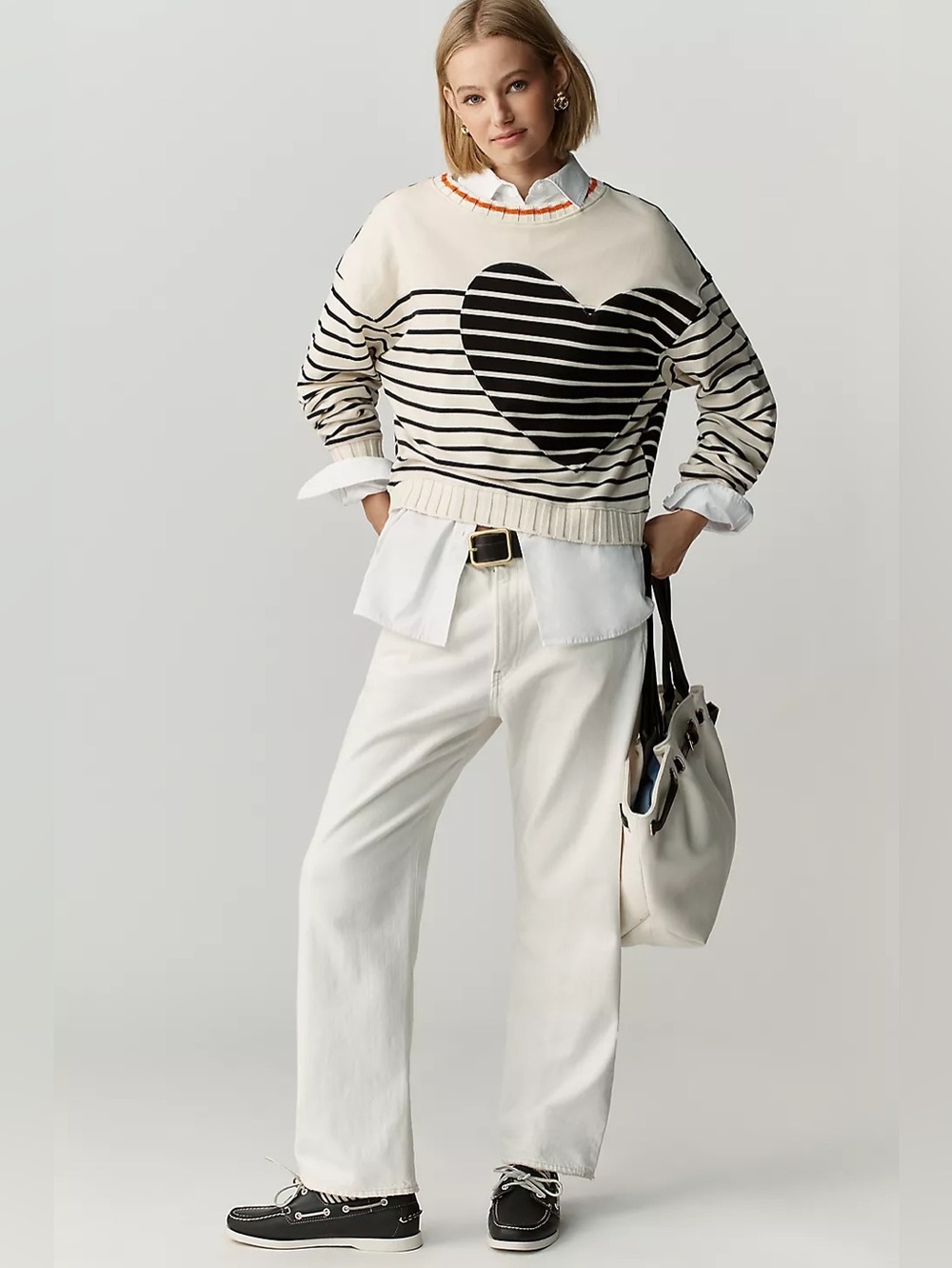 NWT Size XL - Anthropologie Striped Heart Sweatshirt 84% Cotton - Picture 3 of 16